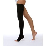 Чулок компрессионный кругловязаный, р. 3 ЧККВ ЦК до бедра 2 класс компрессии с открытым мыском черный